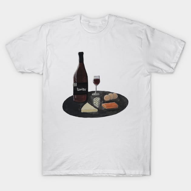 Cheese and Wine T-Shirt by AlexandraRose